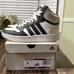 Adidas Kids Hoops 3.0 Mid K Black White Sneakers
